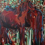 Red horse love. 150cm x 150cm, oil paint on canvas, 2015